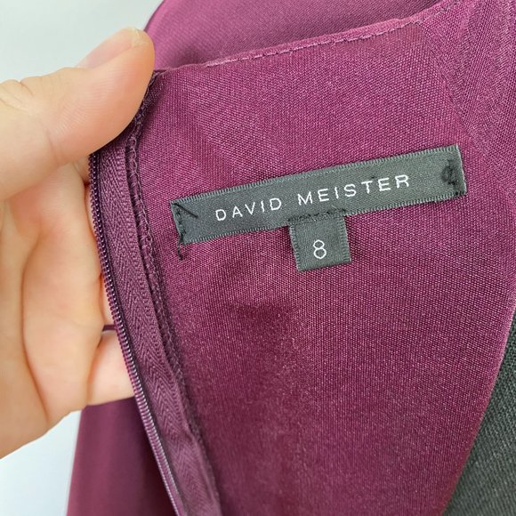 Dress By David Meister, Size US 8, Maroon, burgundy, embroidered bead flower - Picture 11 of 16